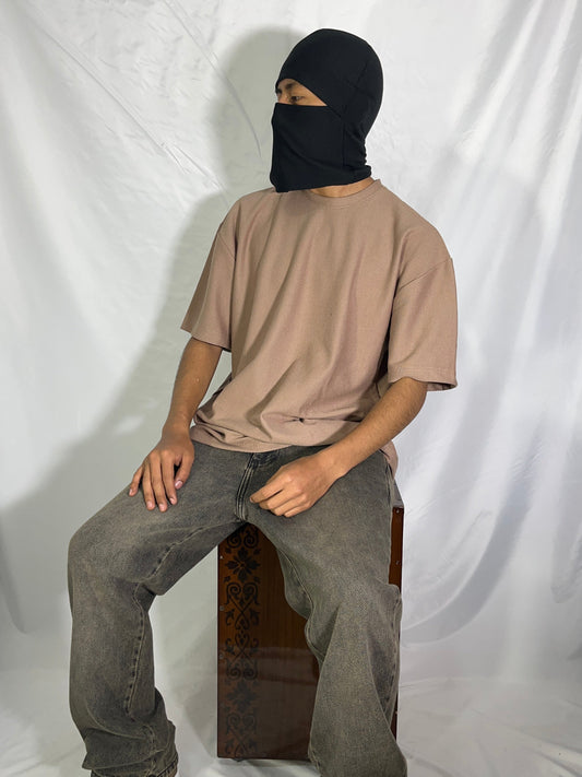 CAMISETA OVERSIZE TELA GALLETA CAFE - CORTE AMPLIO